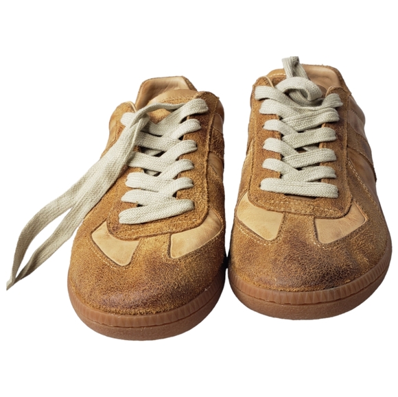 Handmade Leather Burnished Unisex Leather Walking Athleisure Casual Sneaker - Picture 3 of 12